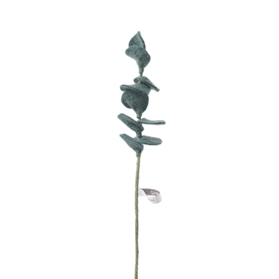 Fleur en laine Eucalyptus foncé