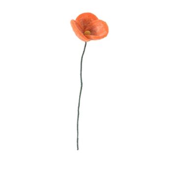 Fleur en laine coquelicot orange