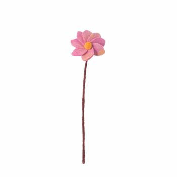 Fleur en laine dahlia rose