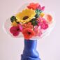 Fleur en laine Dahlia Fuchsia
