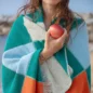 Serviette de Plage Damier Vert Orange Ciel