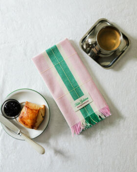 Lot de 2 serviettes de table rose et verte